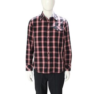 Rocawear Plaid Button Down Shirt Large Red Black Y2K‎ Streetwear